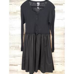 Lilith Womens S/ XS Black Cotton Lightweight Long Sleeve Mini Sweater Dress